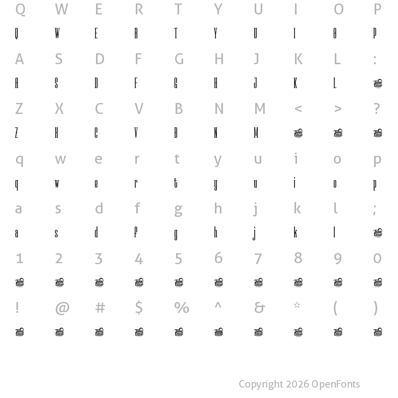 Character Map of KABOORE Slab