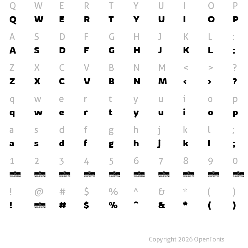 Character Map of Kabrio Alternate ExtraBold