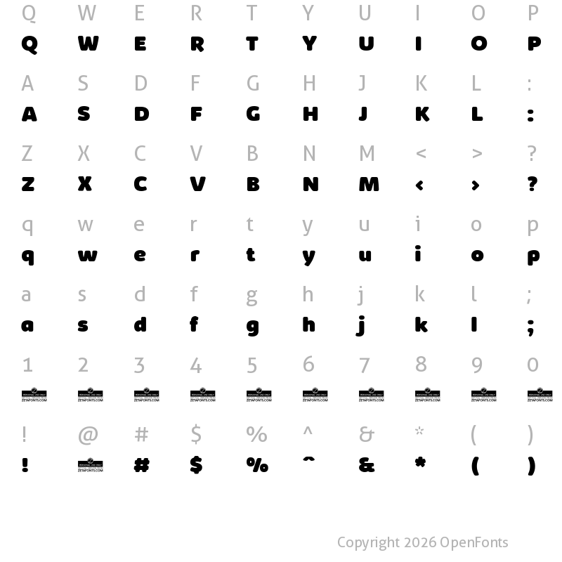 Character Map of Kabrio Soft Heavy