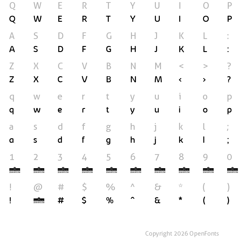 Character Map of Kabrio Soft Regular