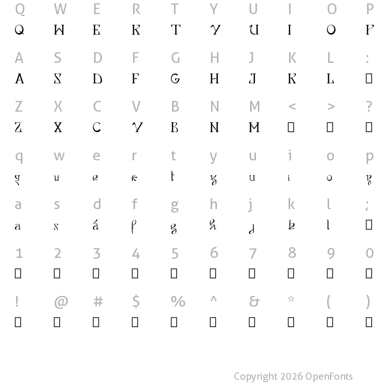 Character Map of Kaensla Regular