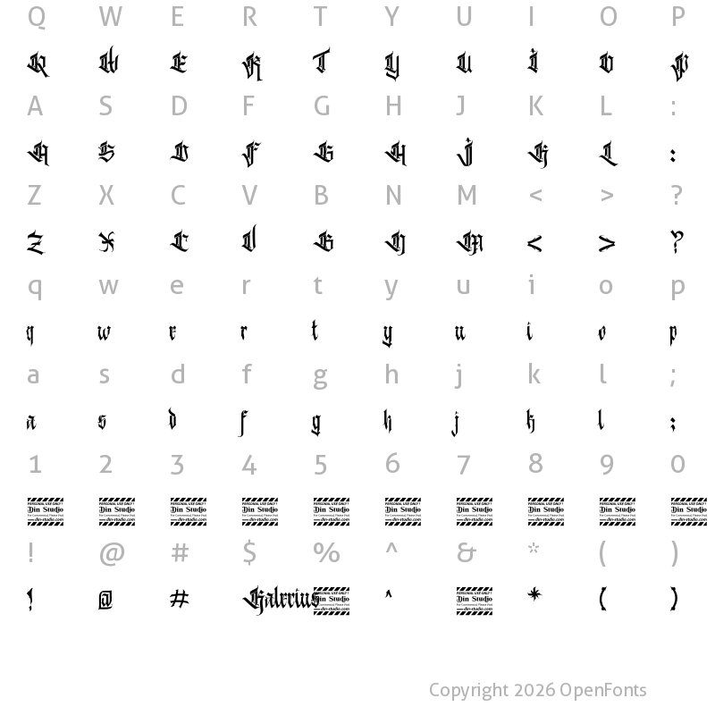 Character Map of Kalecius personal use Regular