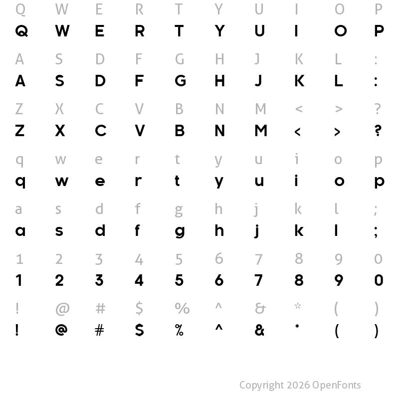 Character Map of Kaleko105W00-Bold Regular