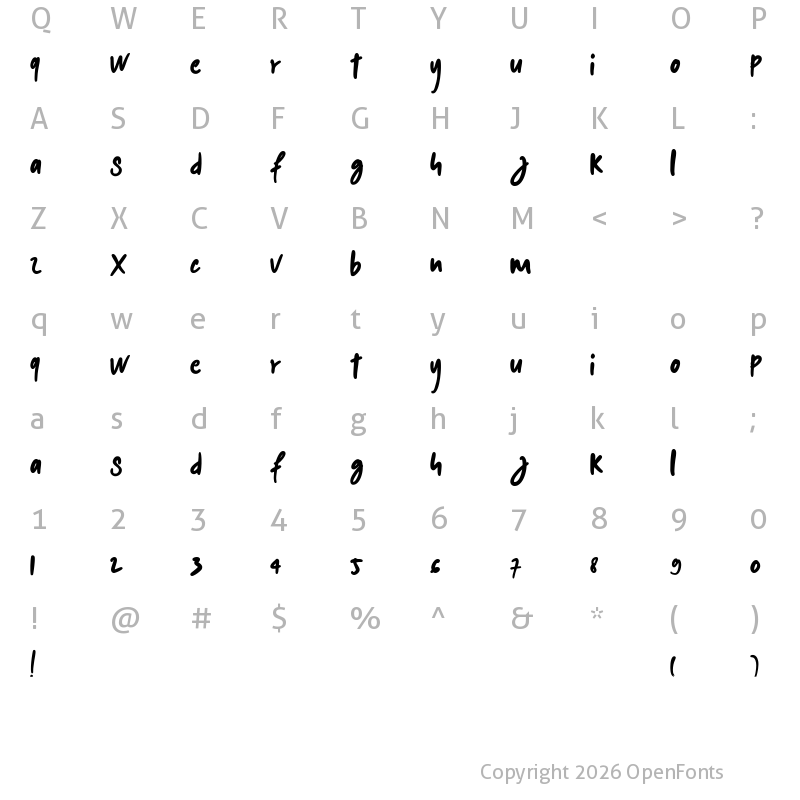 Character Map of kalem Regular