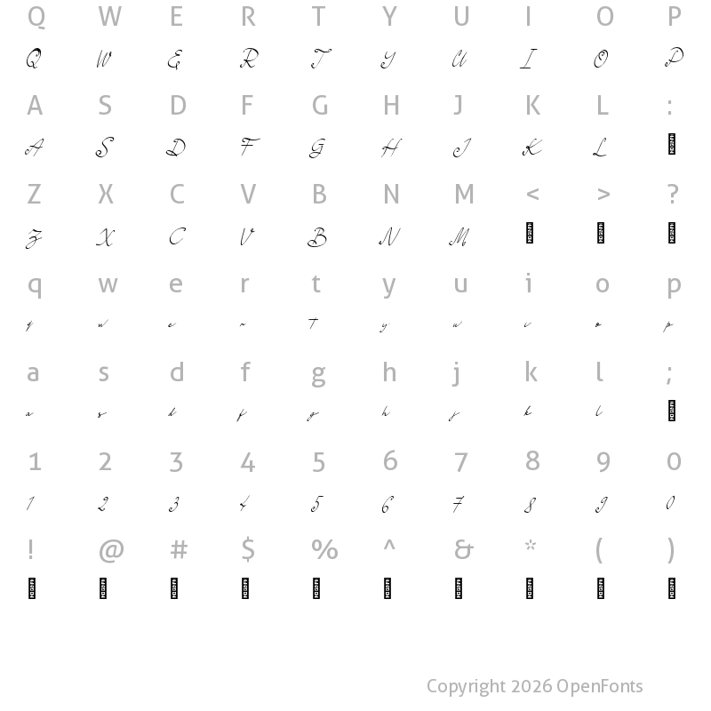 Character Map of Kalimahita Personal Use Regular