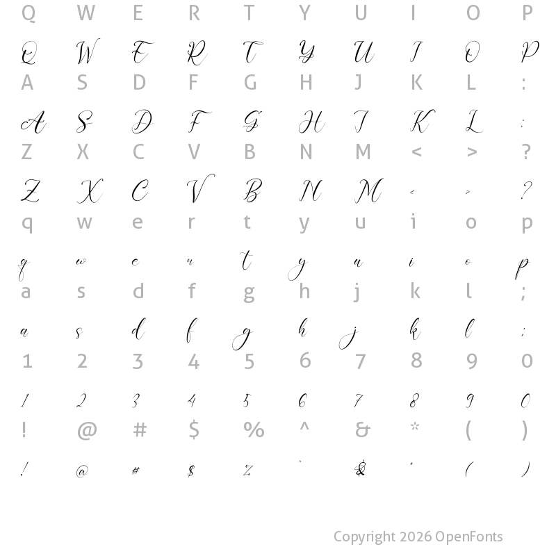 Character Map of Kalindaty Alintaria Regular