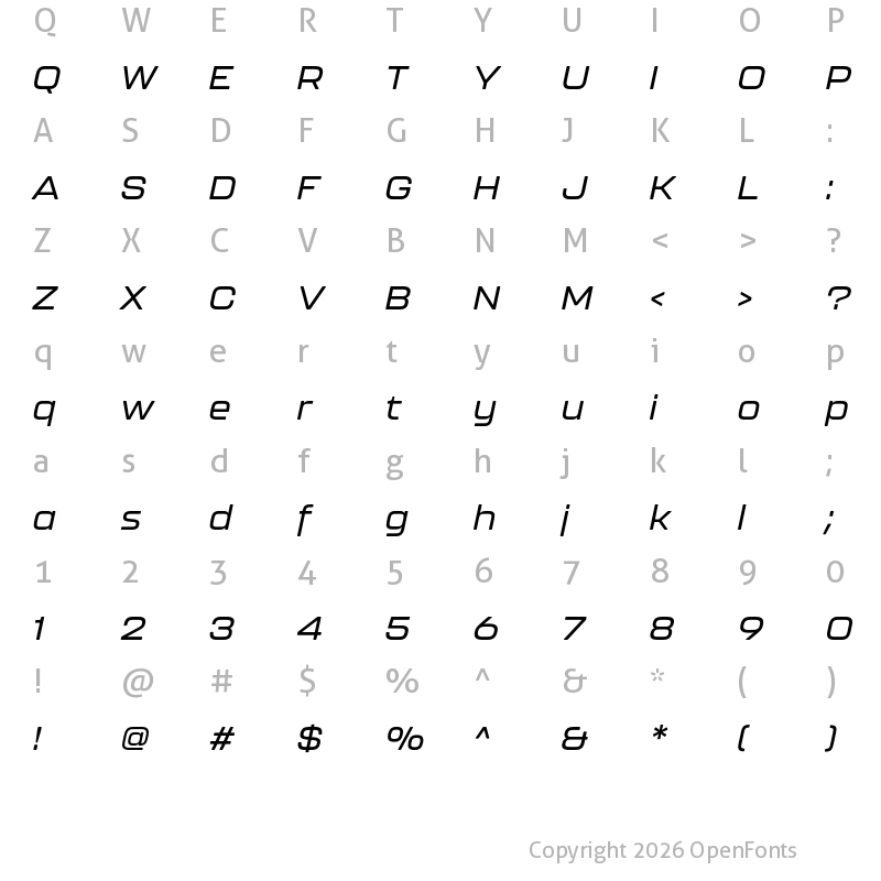 Character Map of Kallisto Medium Italic