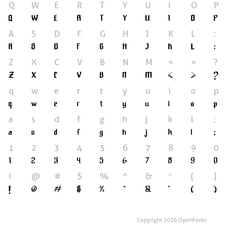 Character Map of Kalufa Regular