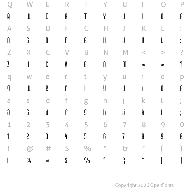 Character Map of Kandide Unicase Regular