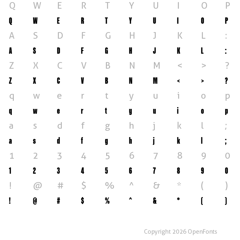 Character Map of Kaneda Gothic Black