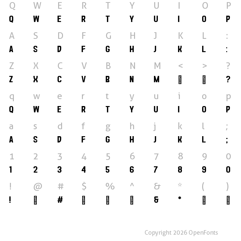 Character Map of Kanopi Brazil Regular