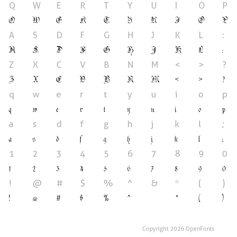 Character Map of Kanzler Regular