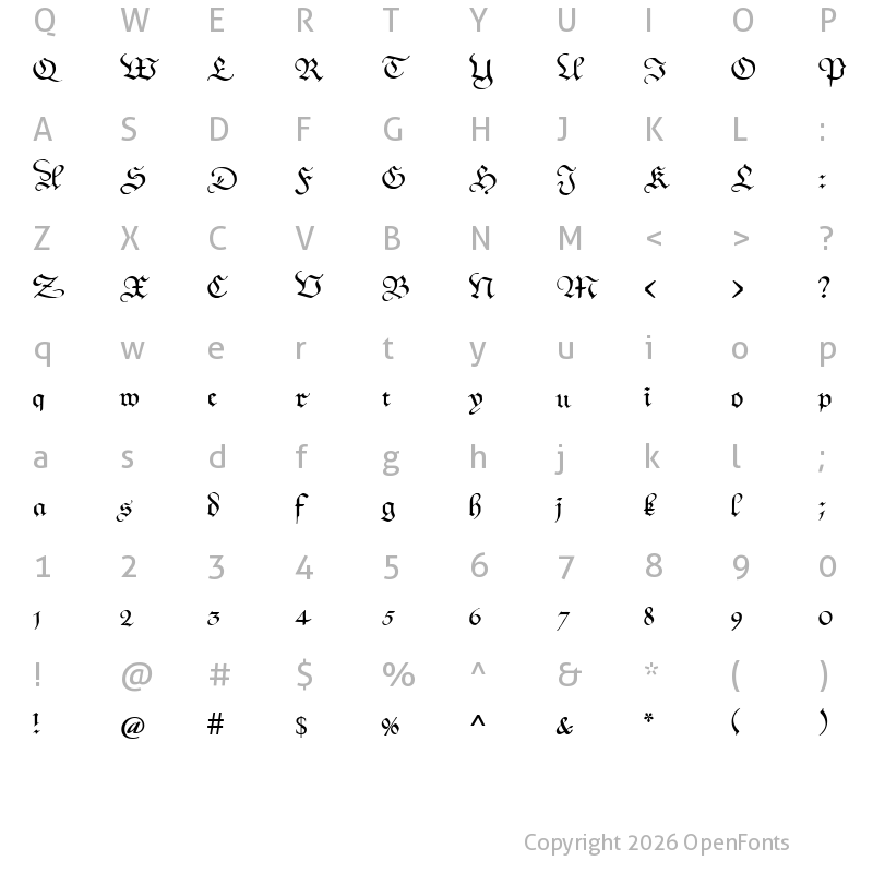 Character Map of Kanzleyrath Regular