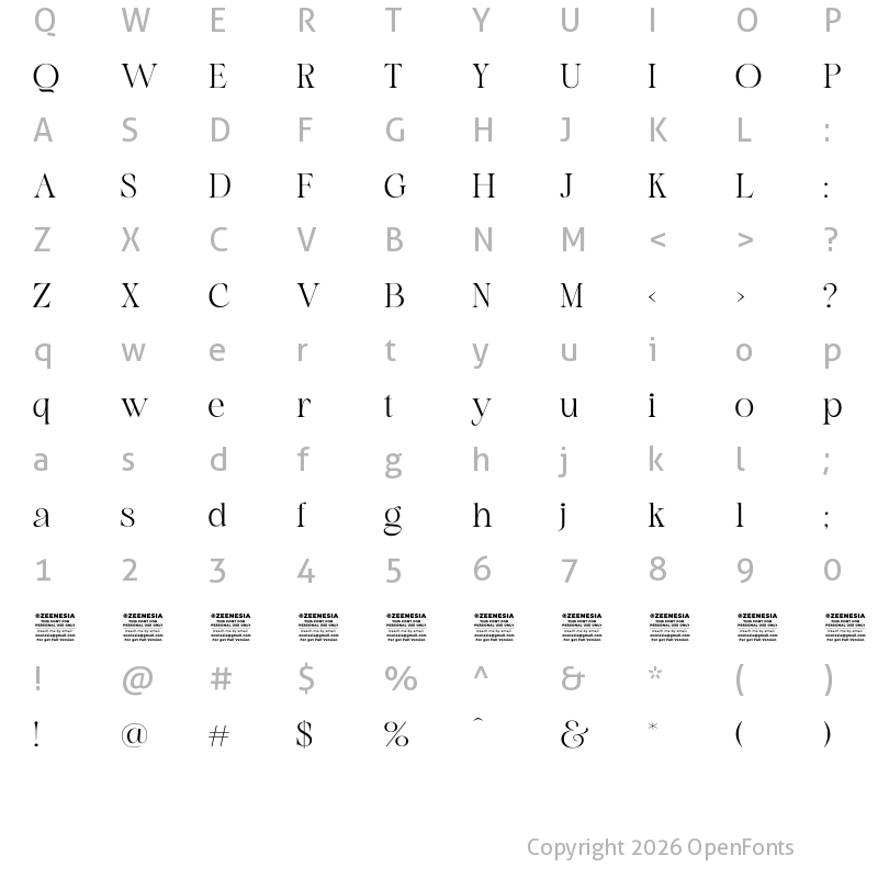 Character Map of Kaobe Personal Use Only Regular
