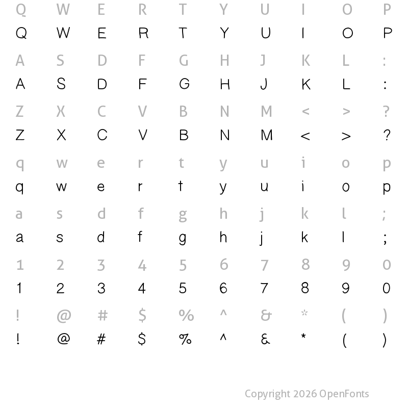 Character Map of KaoriGel Medium