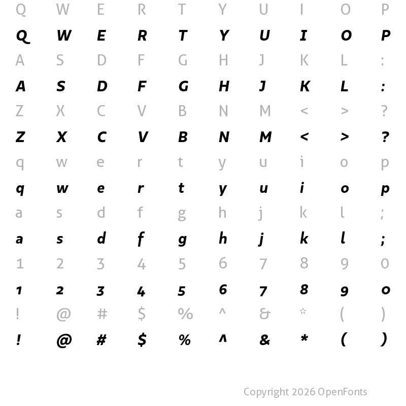 Character Map of Kappa Text ExtraBold Italic