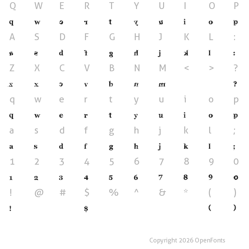 Character Map of karabinE. Regular