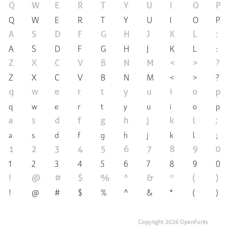 Character Map of Kardinal Light