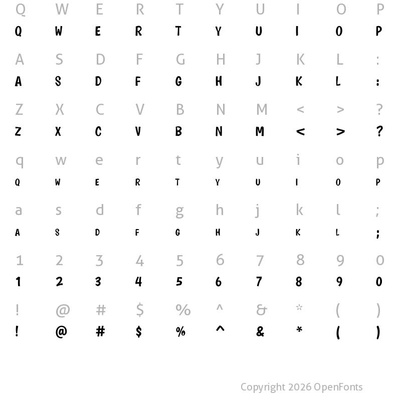 Character Map of Kartoon Kids Regular
