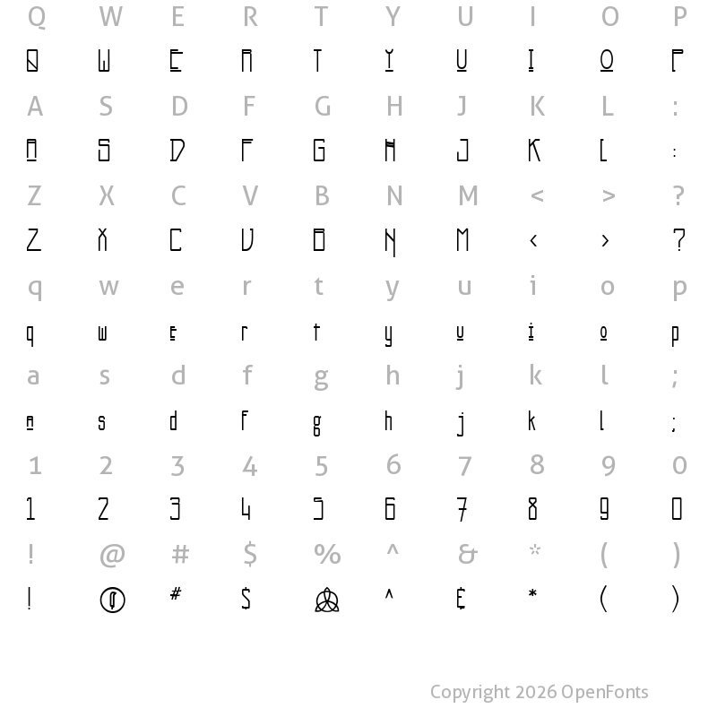 Character Map of Kashmir Regular