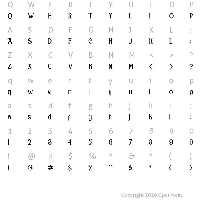 Character Map of KASTEL VOIRE Regular