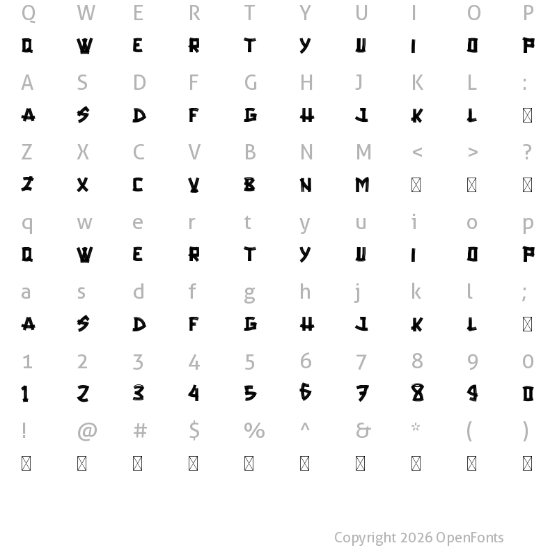 Character Map of KATANA Regular