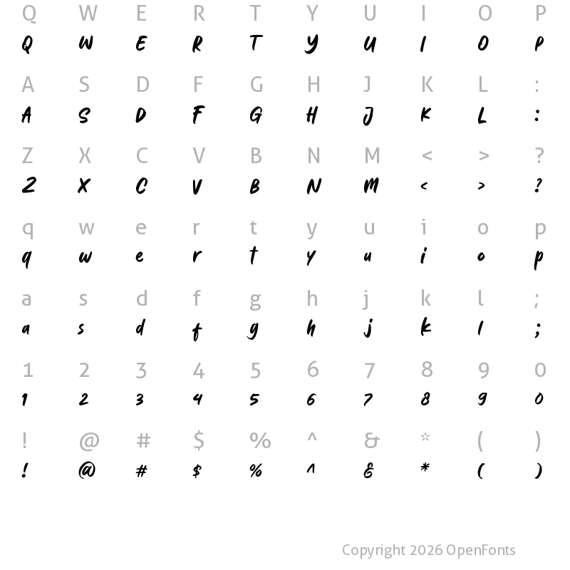 Character Map of Katenila Regular