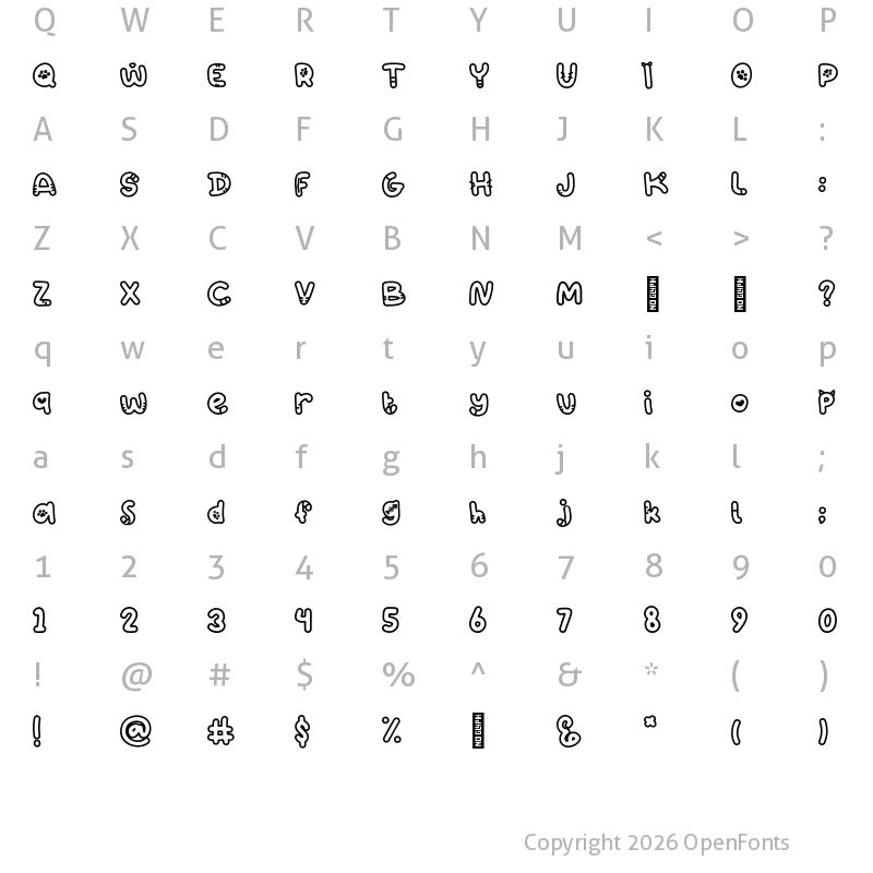 Character Map of Katto - Personal Use Outline