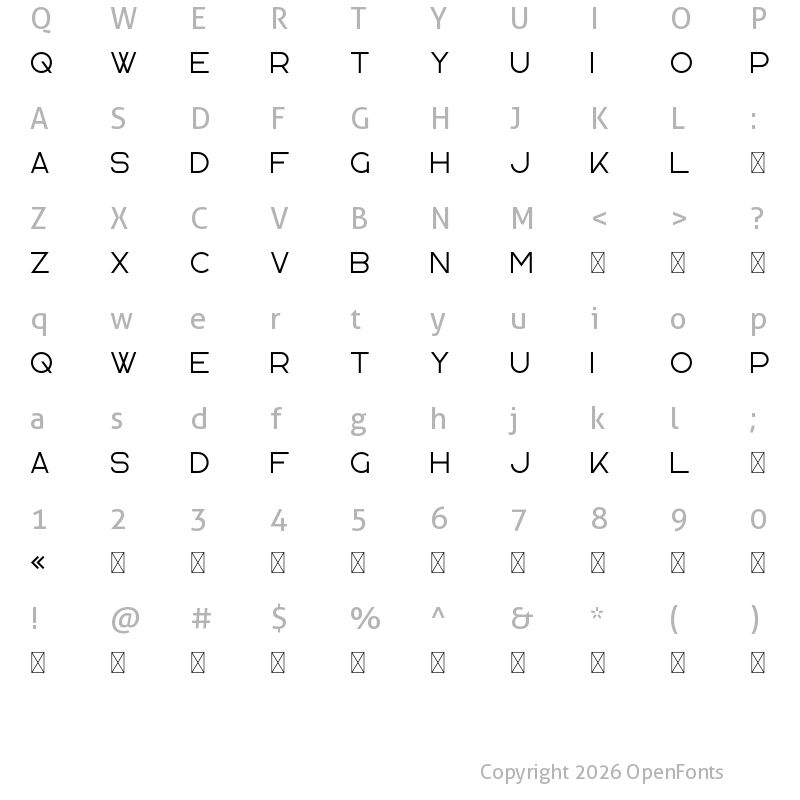 Character Map of Kavo Regular