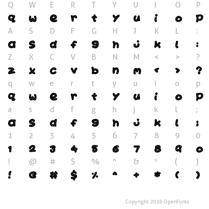 Character Map of Kawaii Stitch Regular