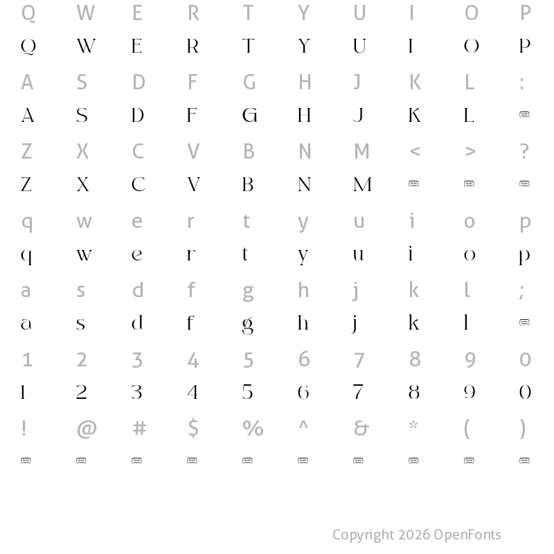 Character Map of Kayonest Free Trial Regular