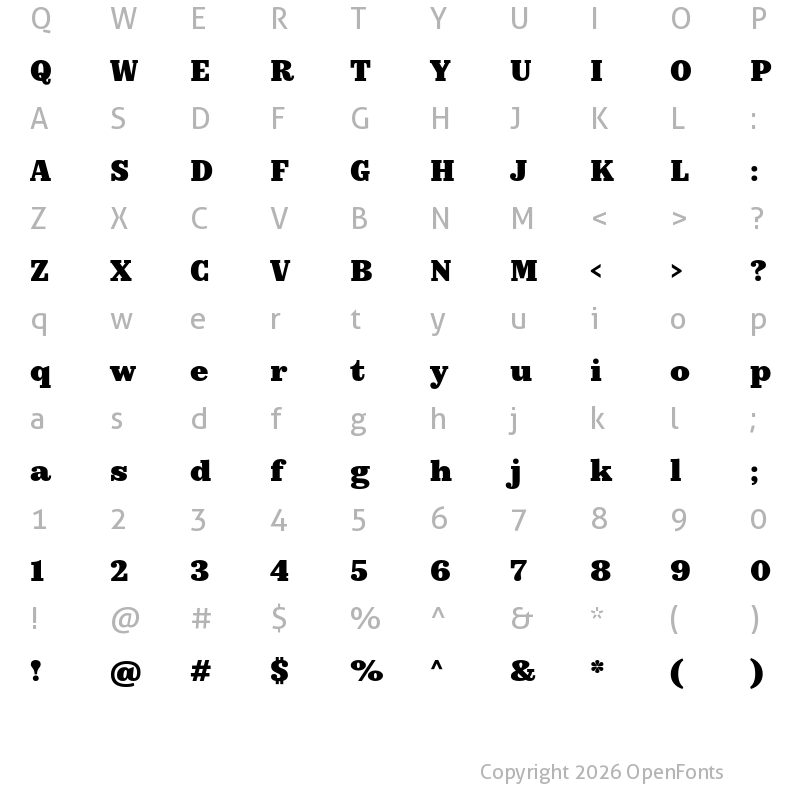 Character Map of KazimirText Black