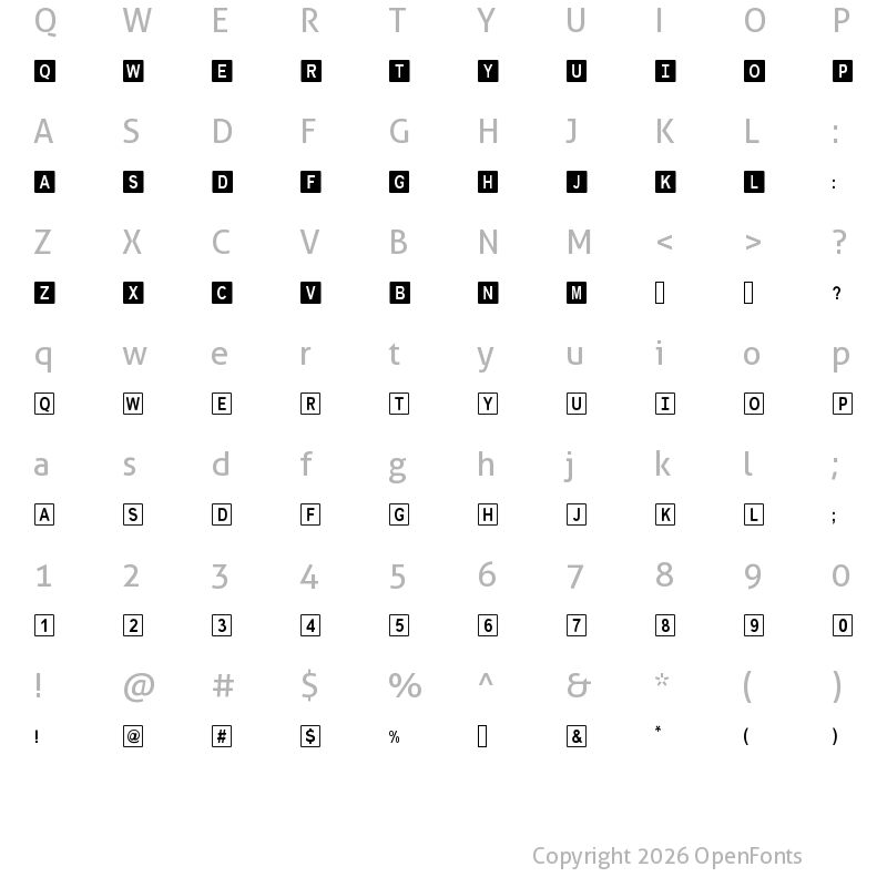Character Map of KAZYcase Regular