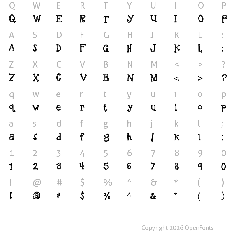 Character Map of KBREINDEERGAMES Medium