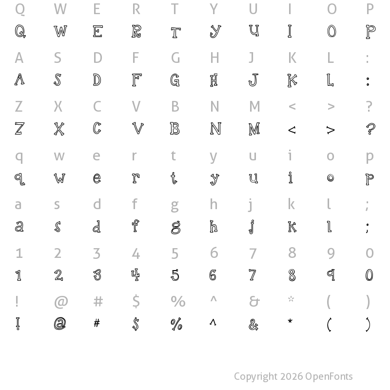 Character Map of KBTalkingLoudly Medium