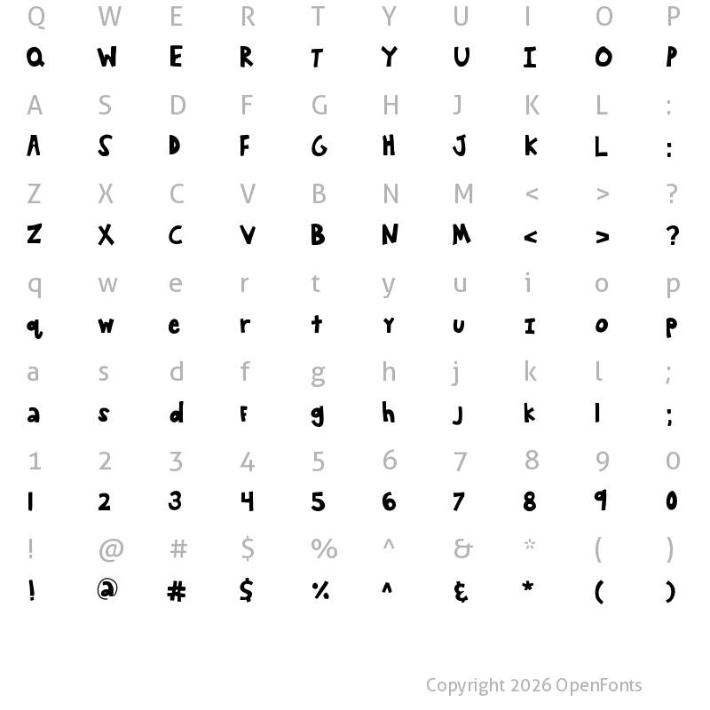Character Map of KBWanderAround Medium