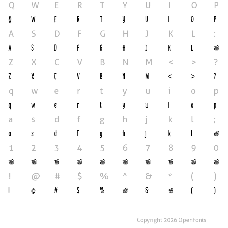 Character Map of KEBROONtrial Regular
