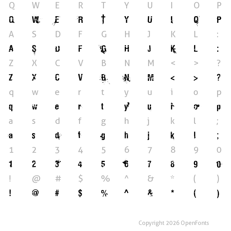 Character Map of Keetano Katana KillBill Bold