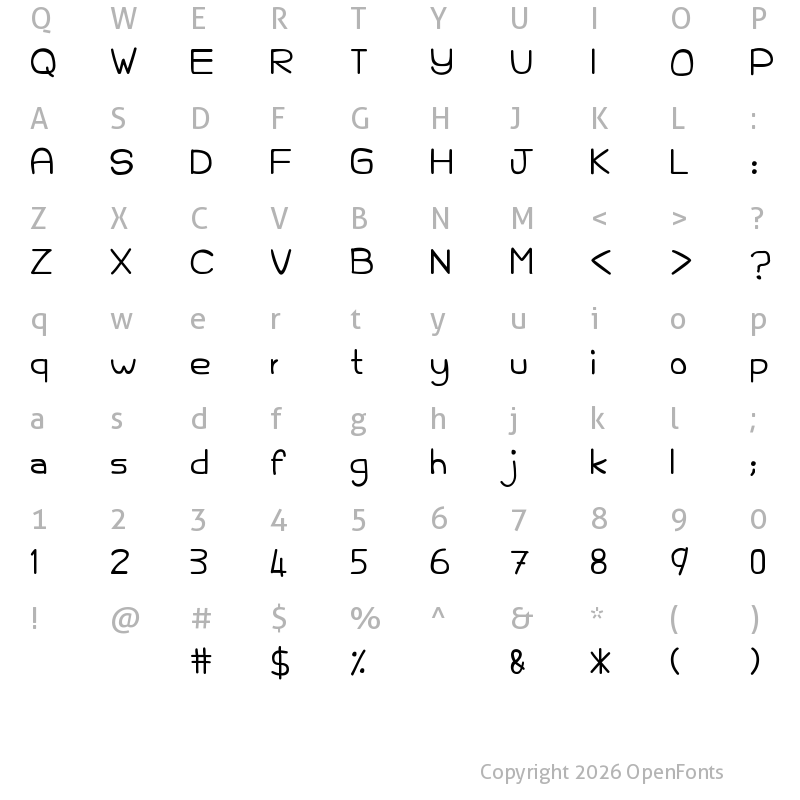 Character Map of Kelam Kabut Regular