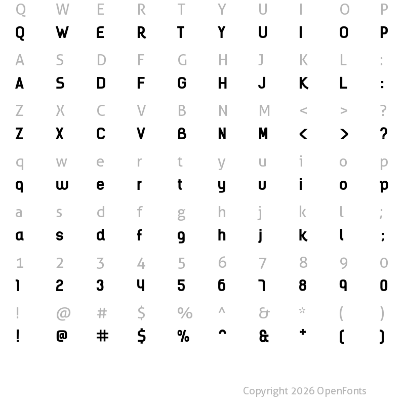 Character Map of Kelson Bold Bold