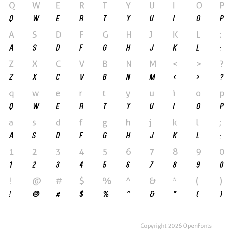 Character Map of Kenzo Italic