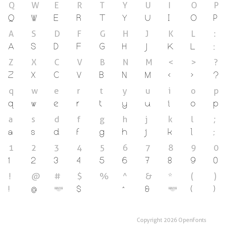 Character Map of Kerater UltraLight