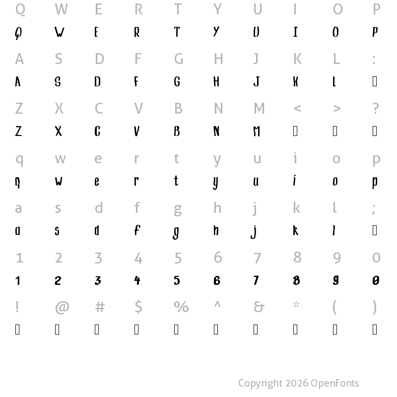 Character Map of kerosene Regular