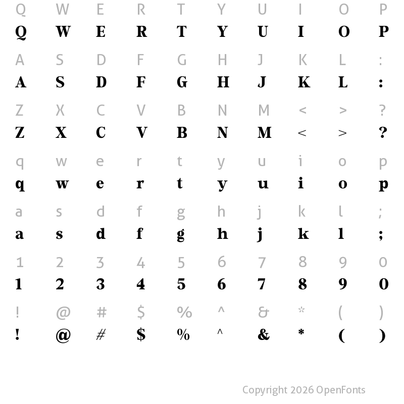 Character Map of Keynord Regular