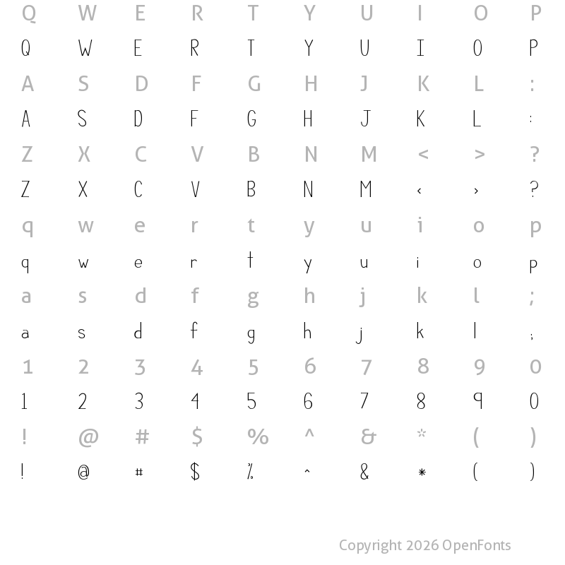 Character Map of KG Compassion Simple Regular