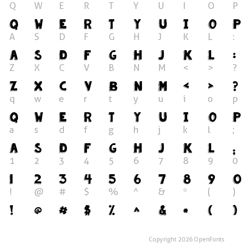 Character Map of KG Summer Sunshine Blackout Regular