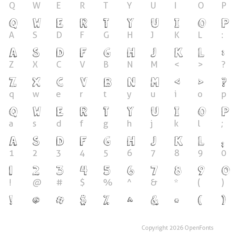 Character Map of KG Summer Sunshine Regular