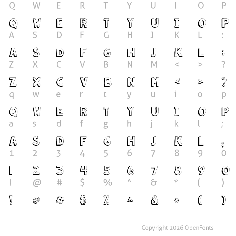 Character Map of KG Summer Sunshine Shadow Regular