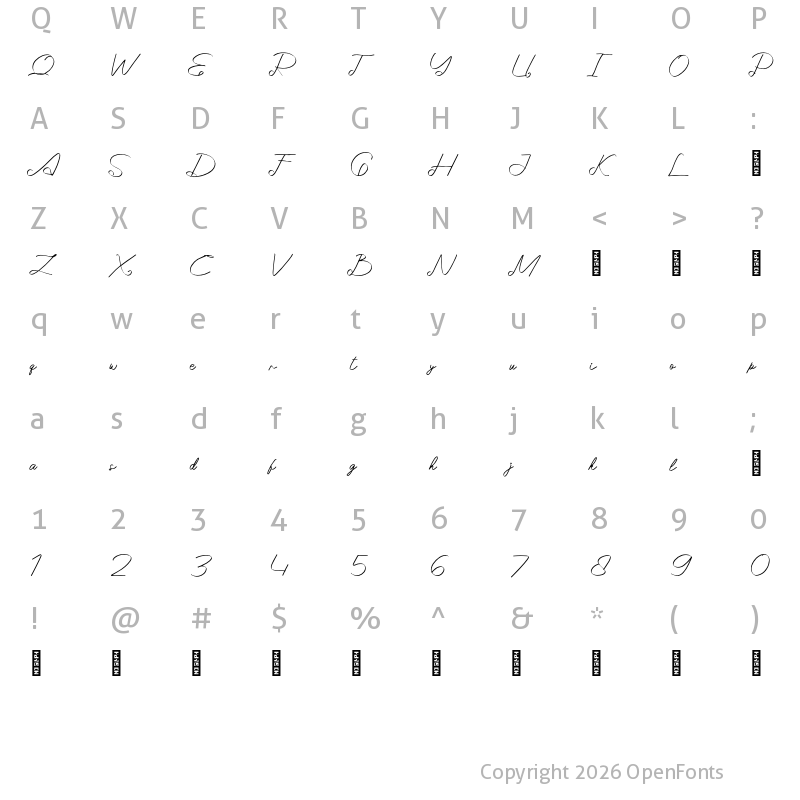Character Map of Khadijah Personal Use Regular