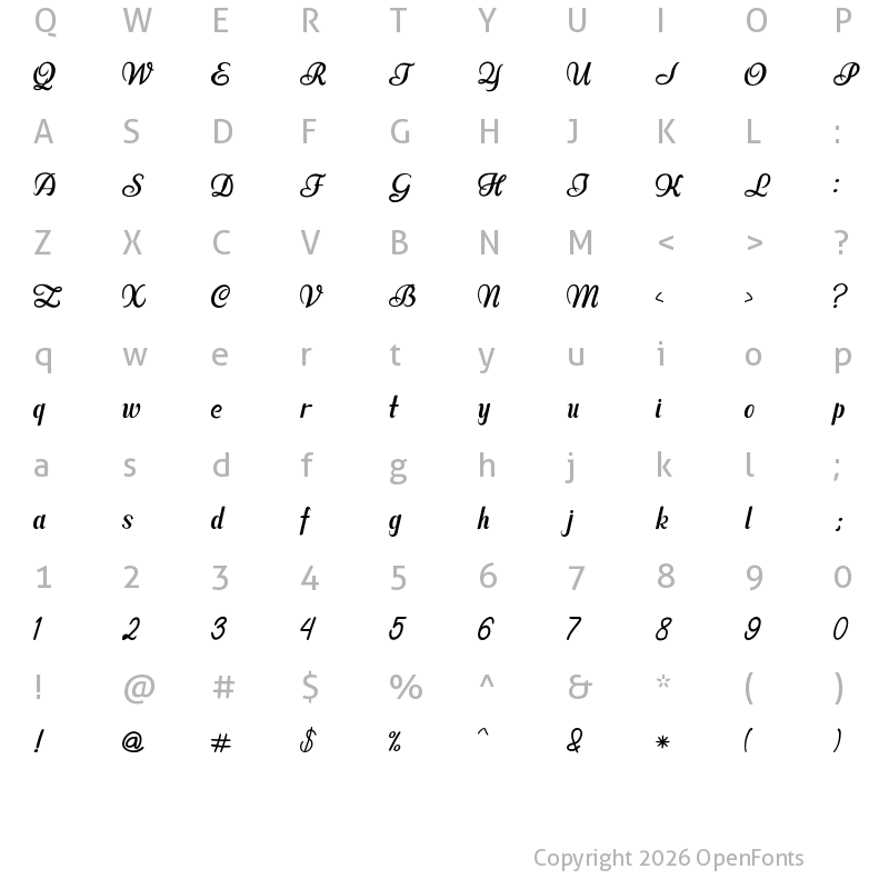 Character Map of Khanza Regular